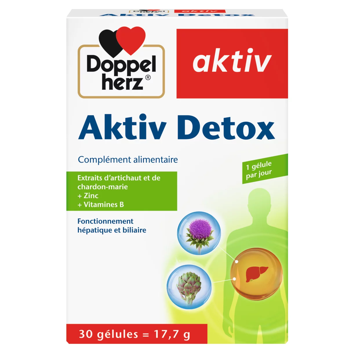 Illustration of the product packaging Doppelherz aktiv Aktiv Detox front view